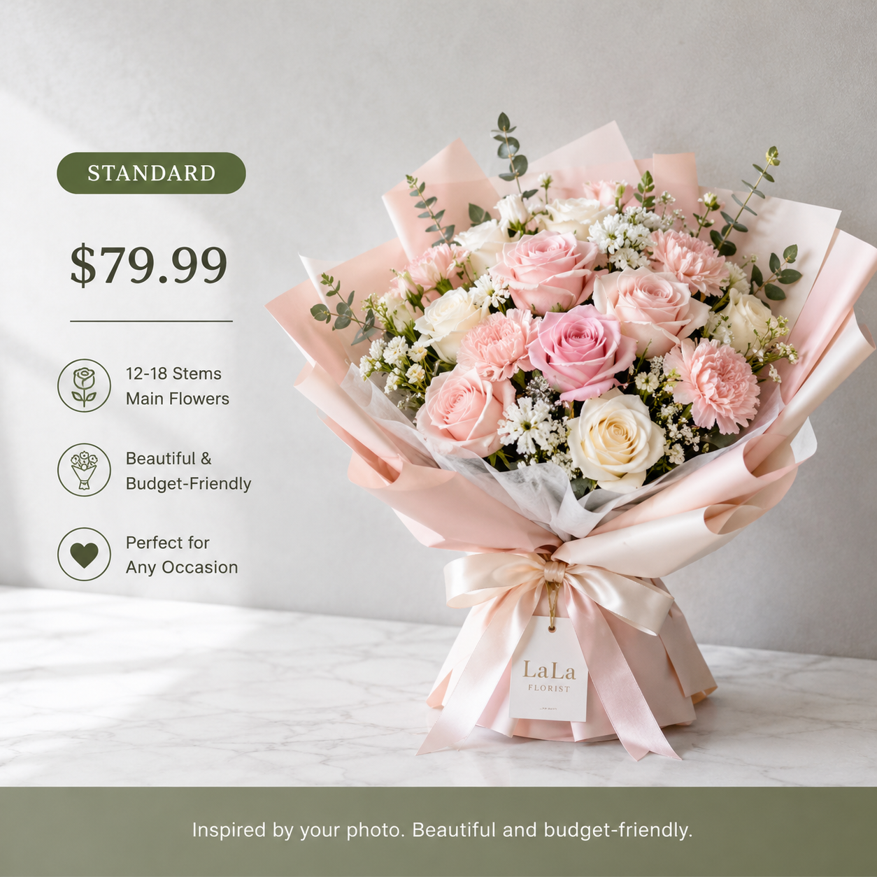 Custom Bouquet From Your Inspiration Photo
Send Us Your Photo, We’ll Create It For You
