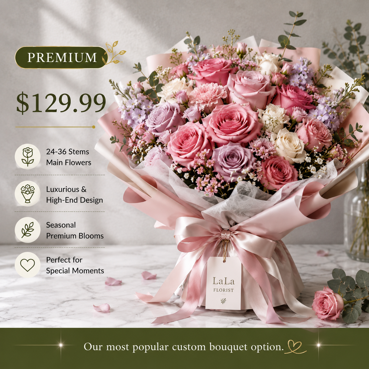 Custom Bouquet From Your Inspiration Photo
Send Us Your Photo, We’ll Create It For You