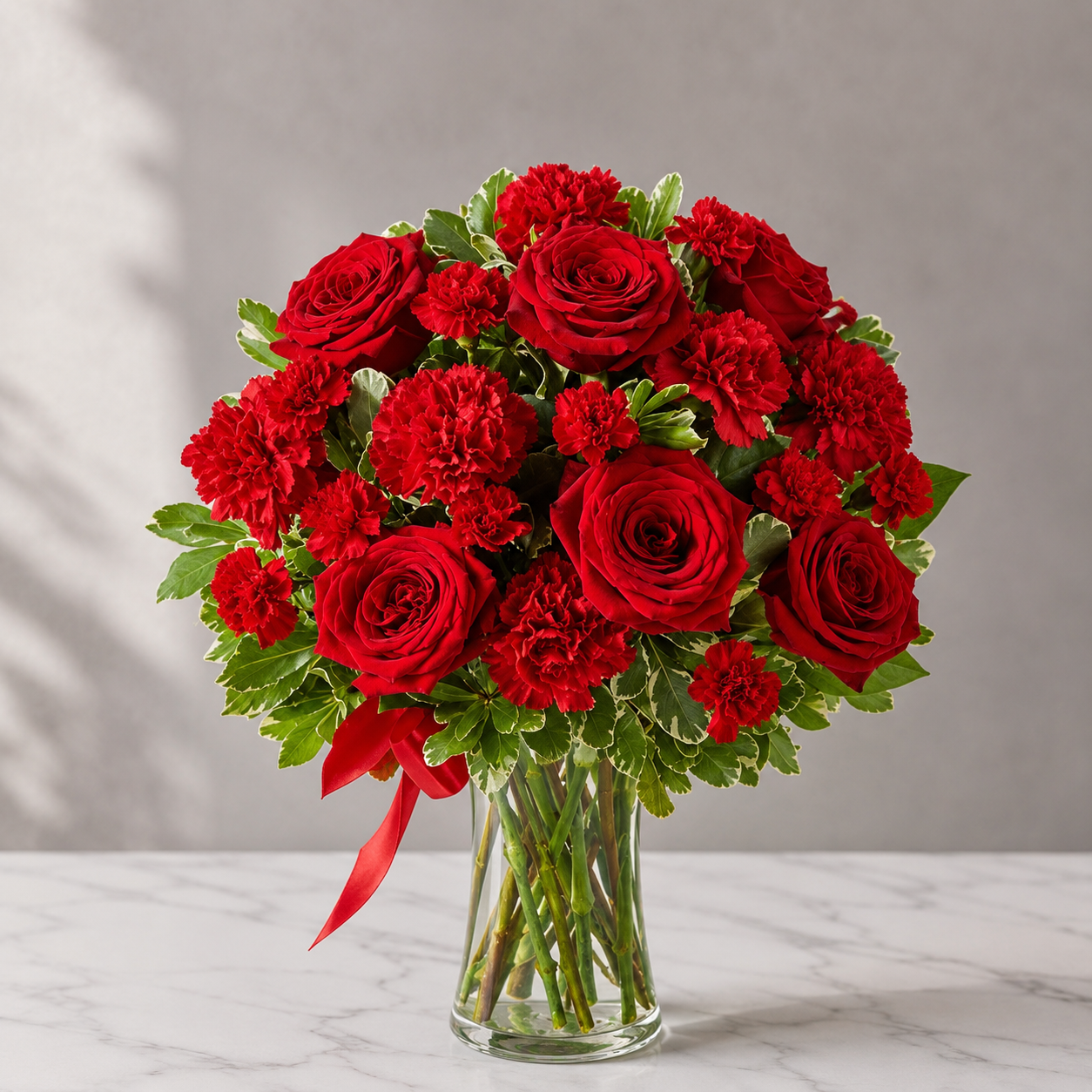 You Are My Heart | Red Roses & Carnations Bouquet