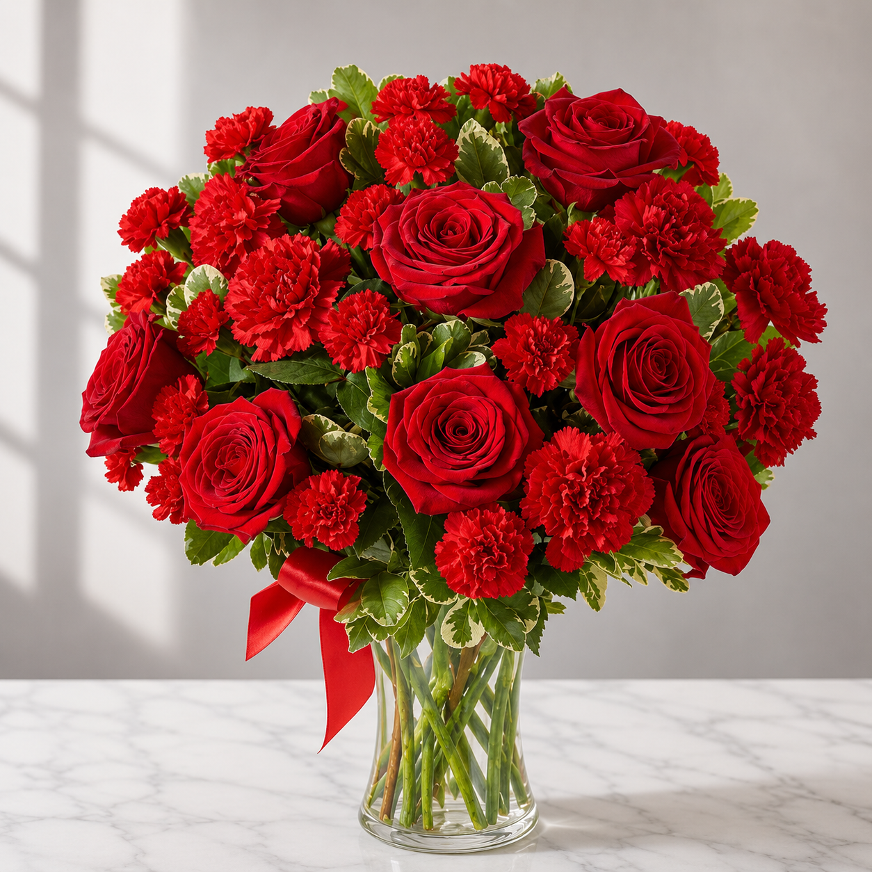 You Are My Heart | Red Roses & Carnations Bouquet