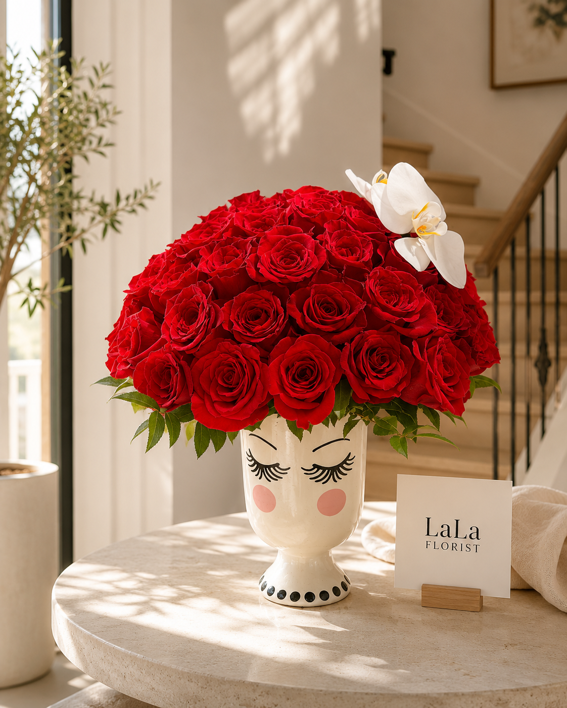 Red Roses in Beauty Vase