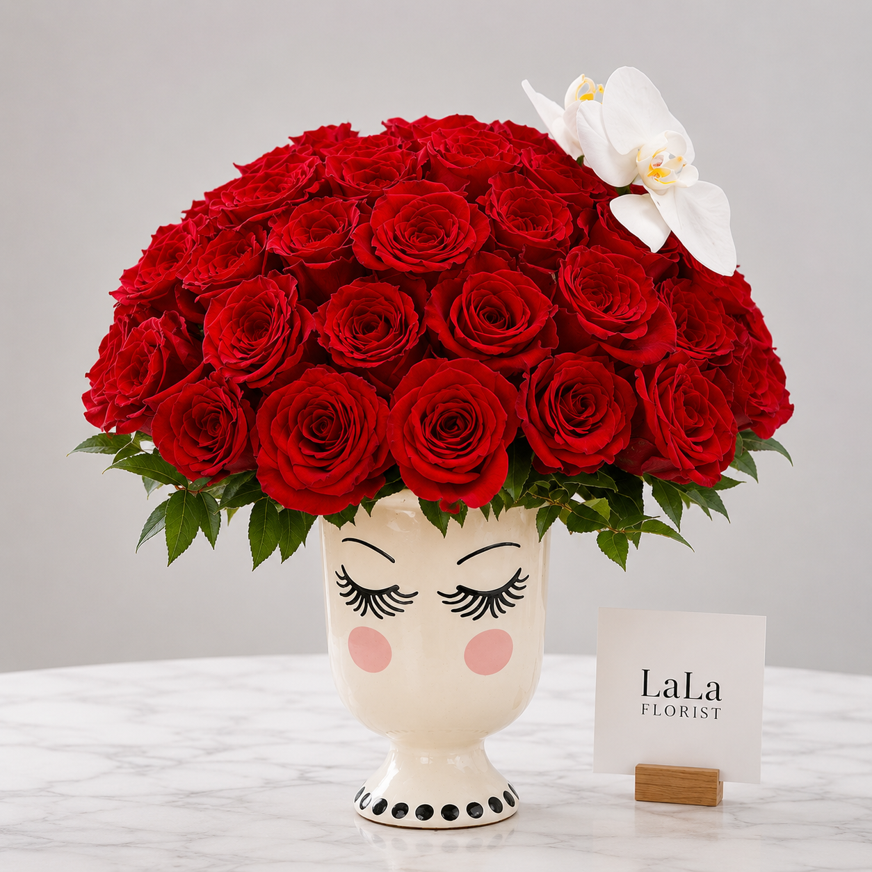 Red Roses in Beauty Vase