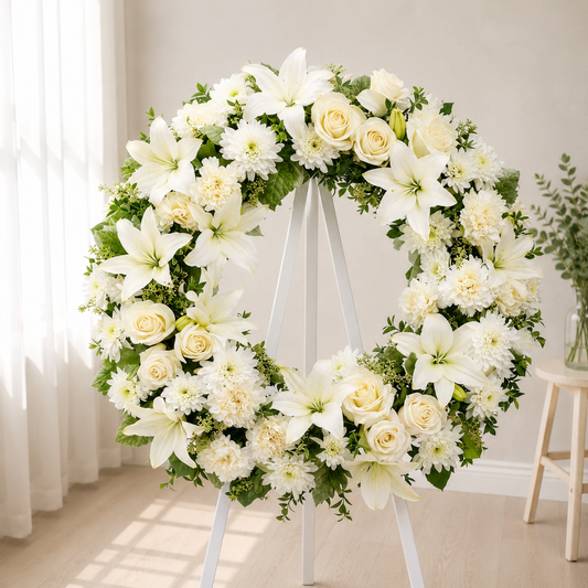 White Serenity Sympathy Wreath