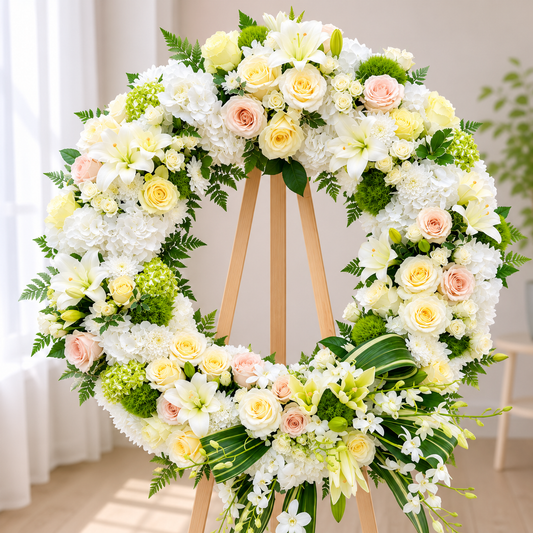 Prestige White Elegance Wreath 🤍 Premium Sympathy Tribute