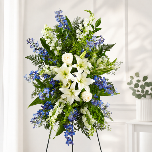 Blue & White Lily Standing Spray