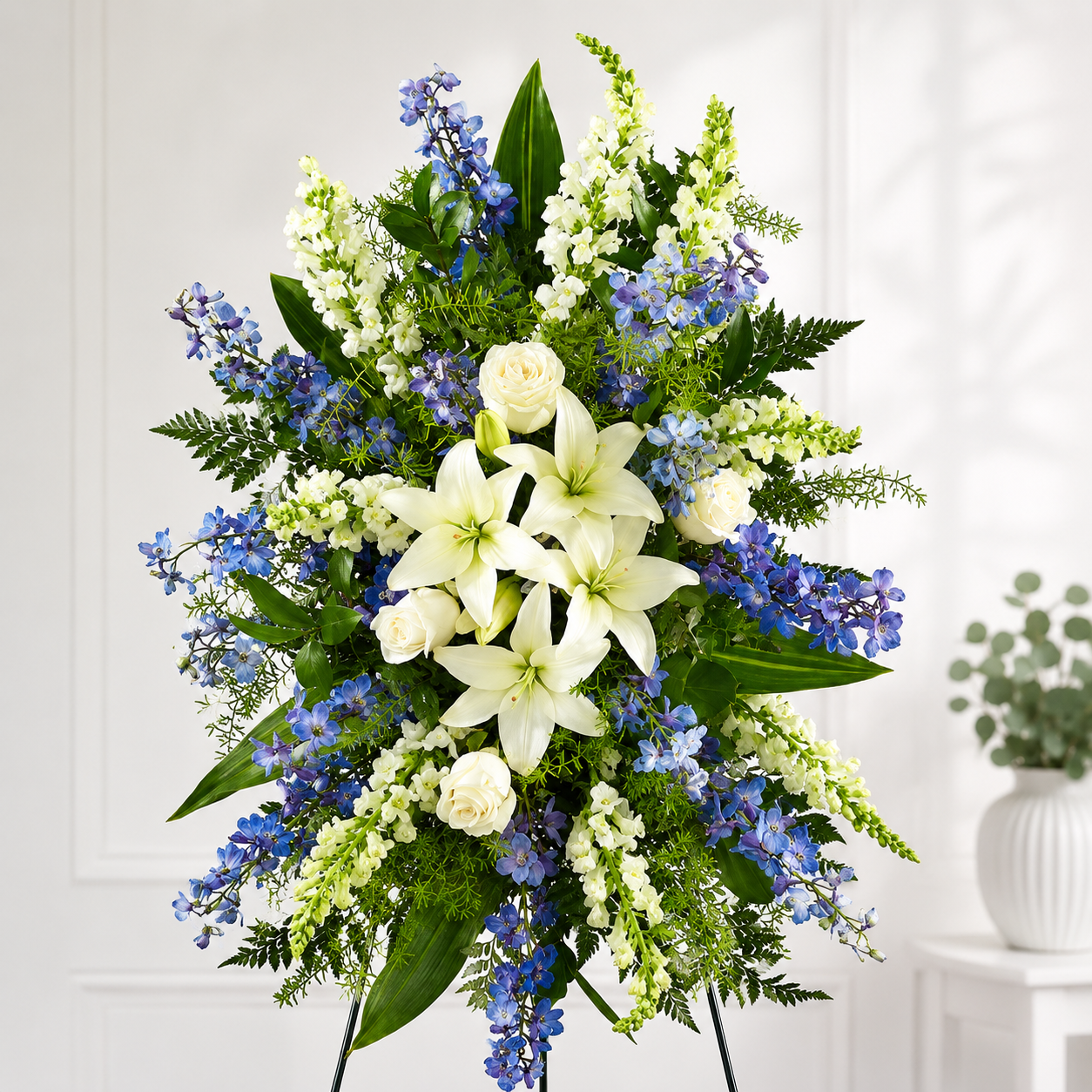 Blue & White Lily Standing Spray
