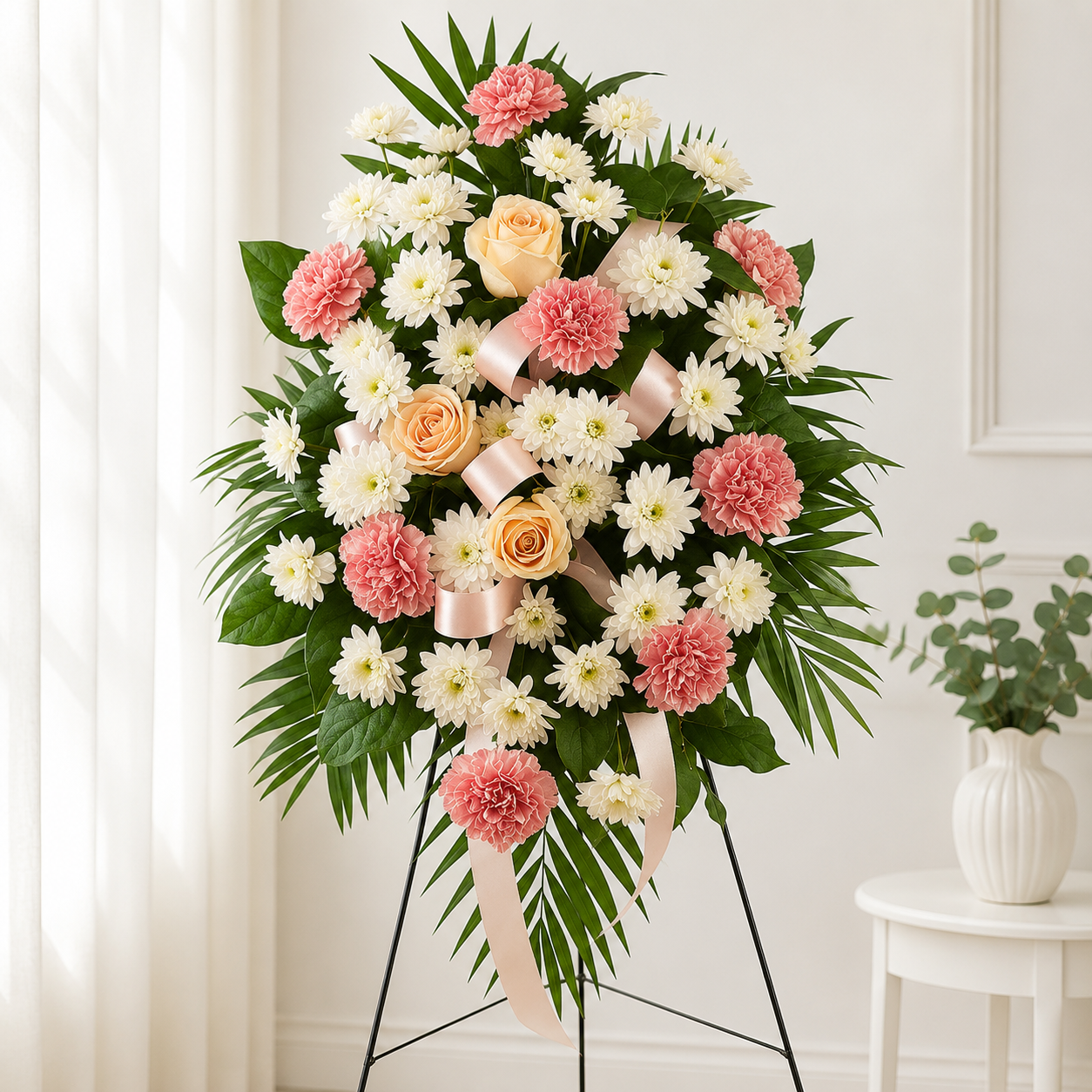 Blush Rose & Carnation Standing Spray