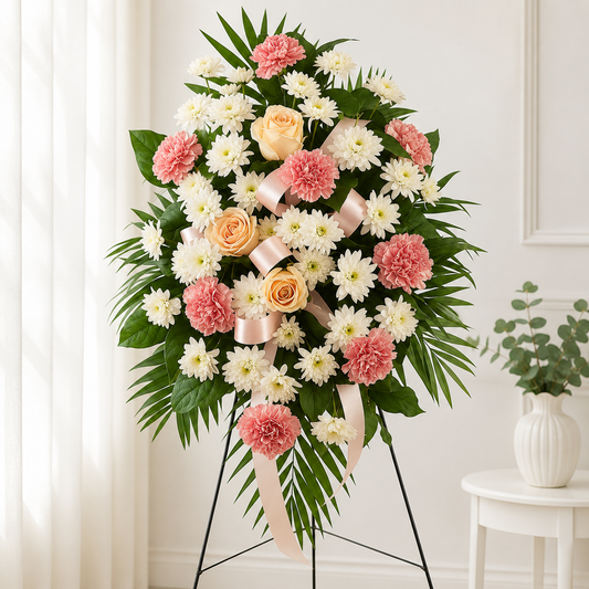 Blush Rose & Carnation Standing Spray
