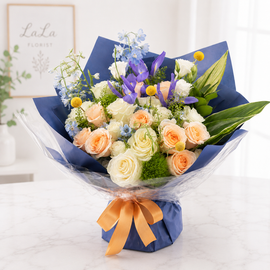 🎓 Blue Horizon Graduation Bouquet