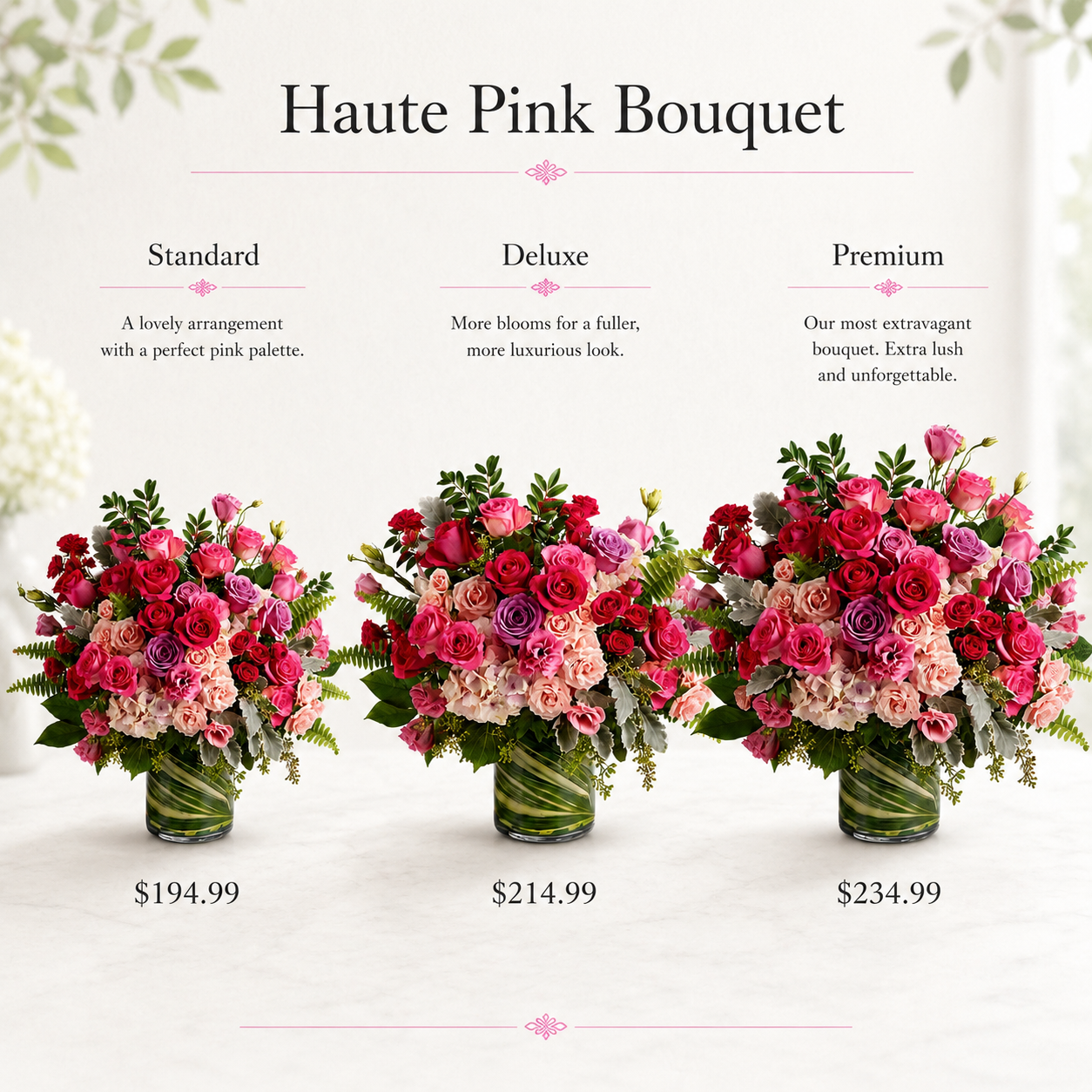 Haute Pink Bouquet | Luxury Pink Roses Arrangement