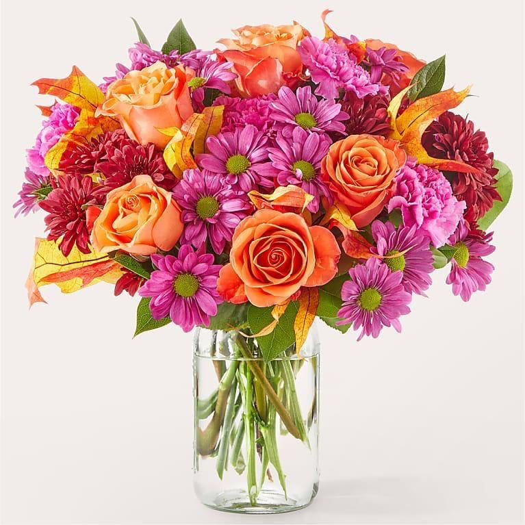 Mum's the Word Fall Bouquet – Roses, Mums & Daisies