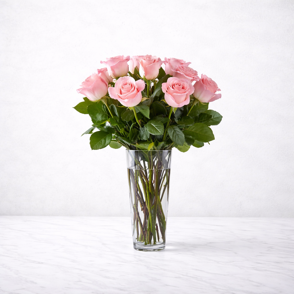 Long Stem Pink Rose Bouquet