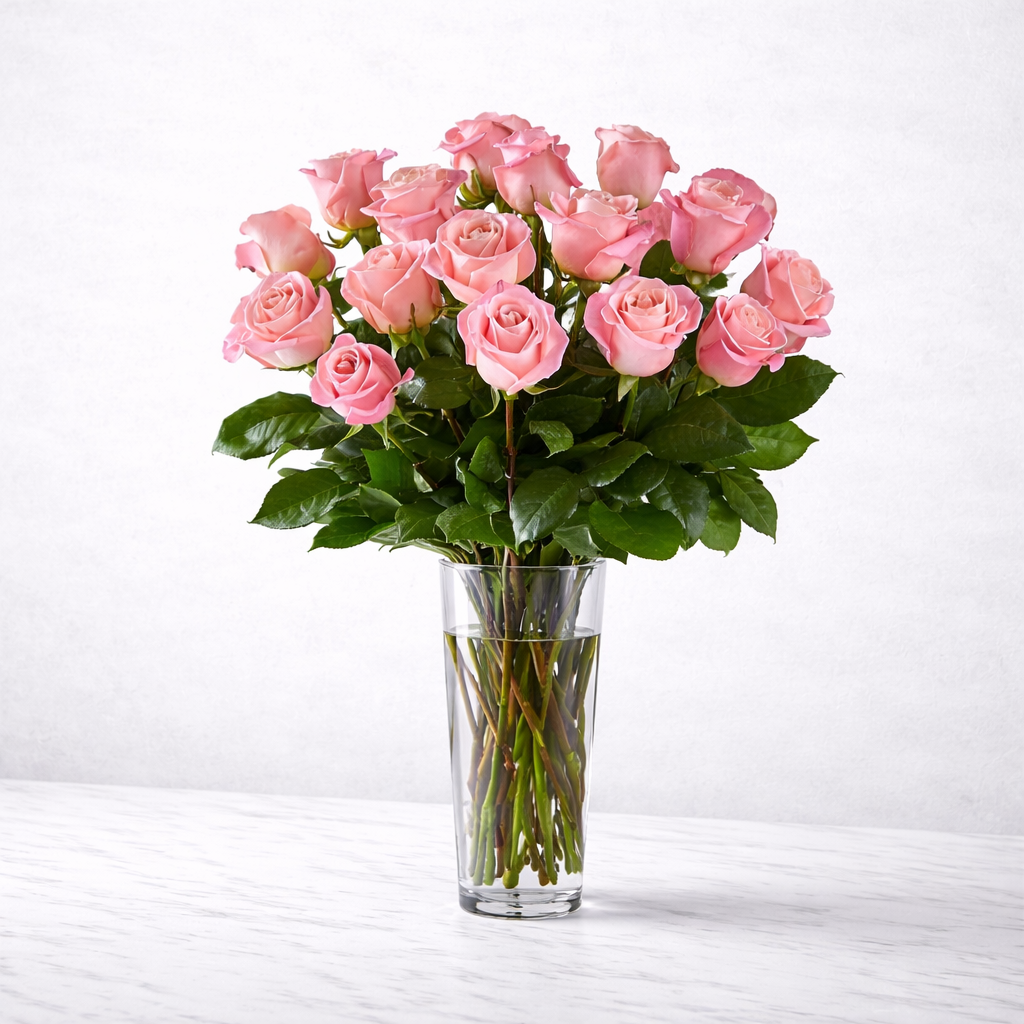 Long Stem Pink Rose Bouquet
