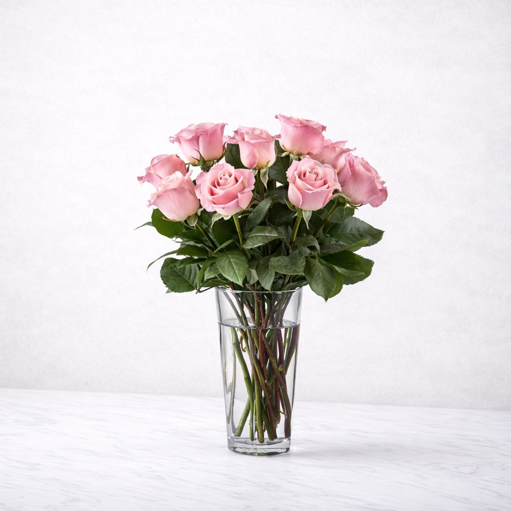 Long Stem Pink Rose Bouquet