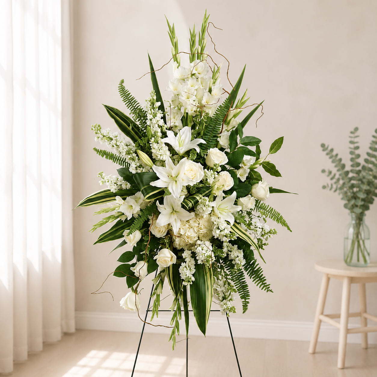 White Serenity Sympathy Wreath