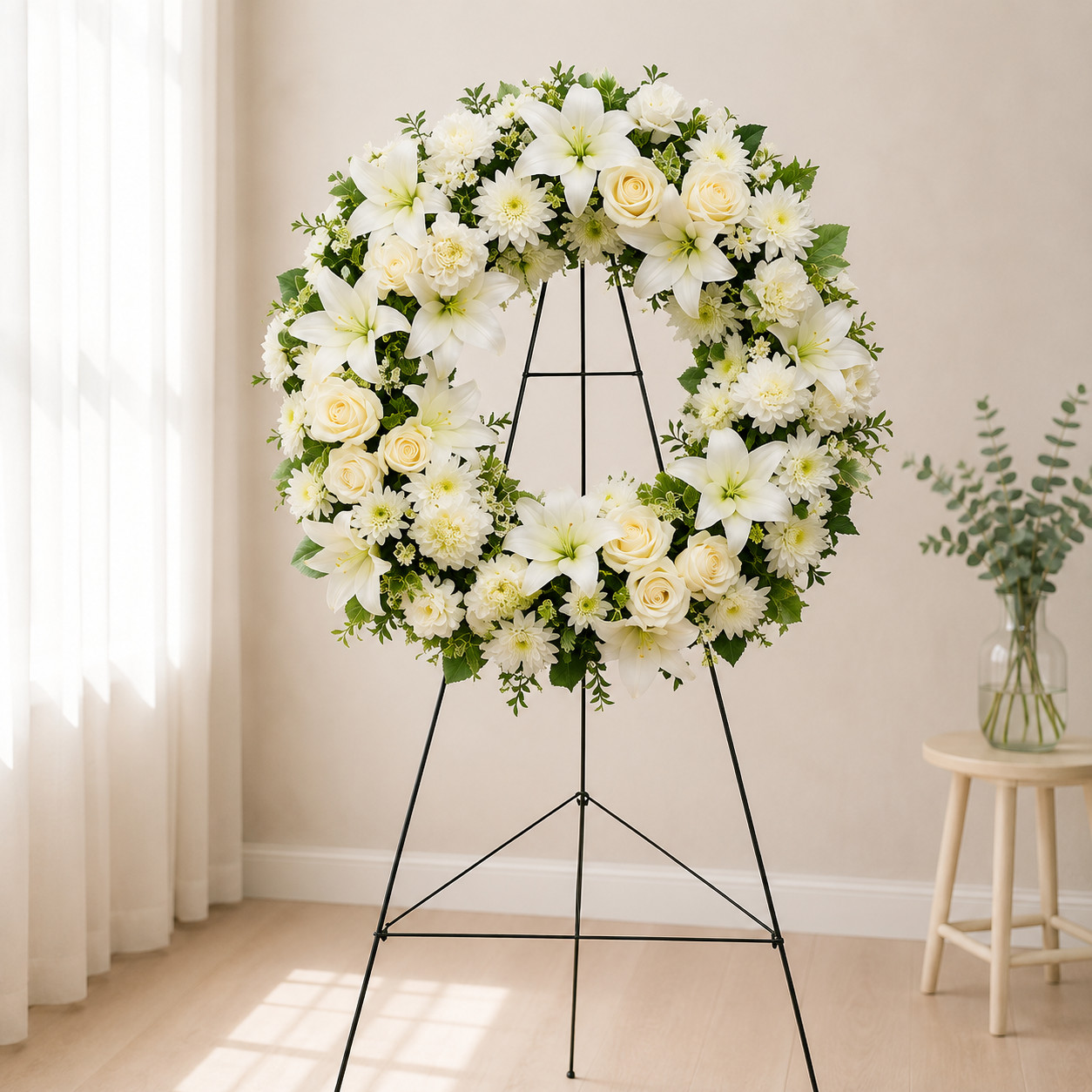 White Serenity Sympathy Wreath