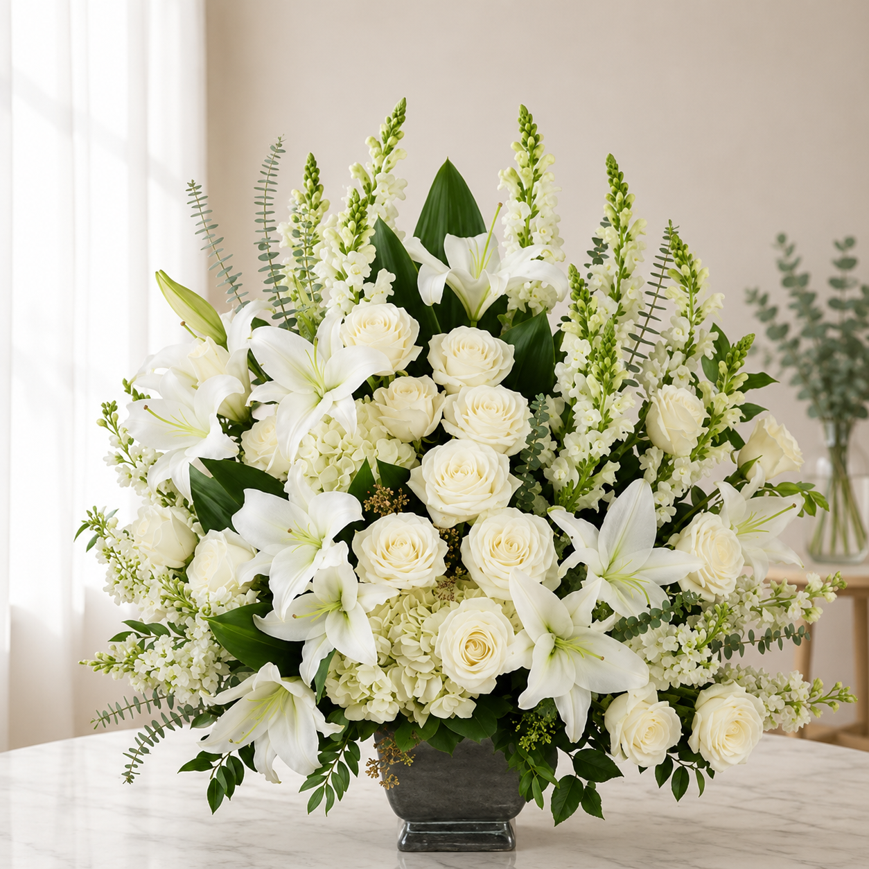 White Serenity Sympathy Wreath