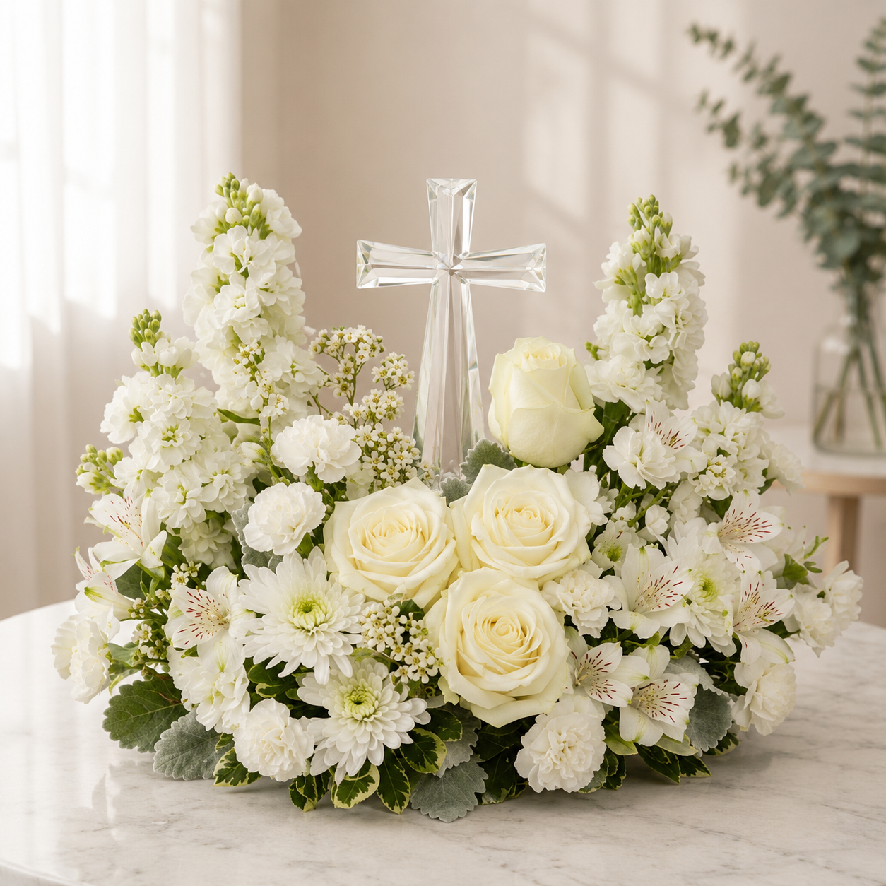 White Serenity Sympathy Wreath