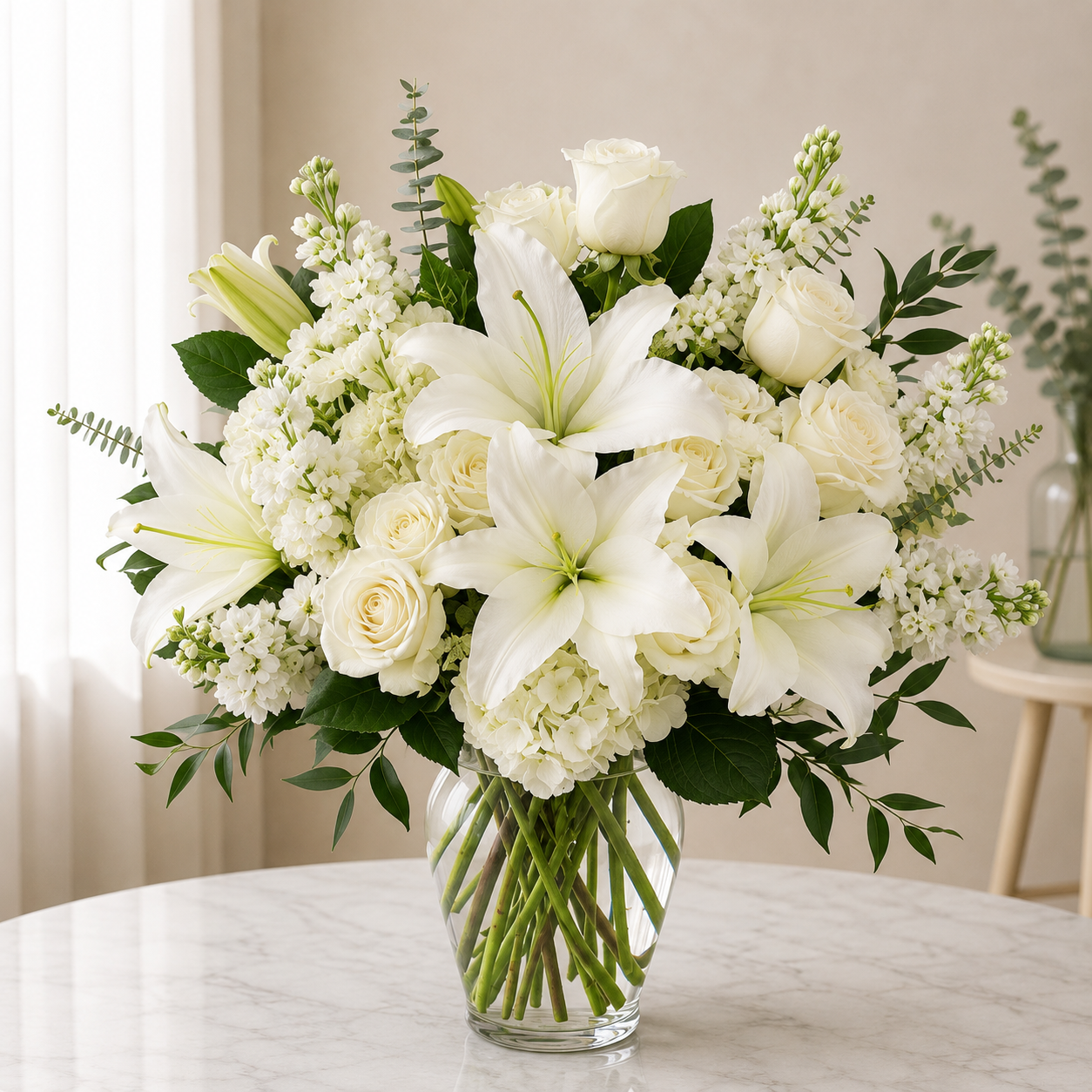 White Serenity Sympathy Wreath