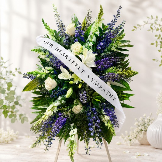Blue & White Sympathy Standing Spray