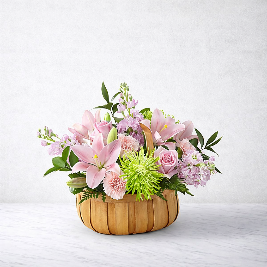 Beautiful Spirit Pink Flower Basket