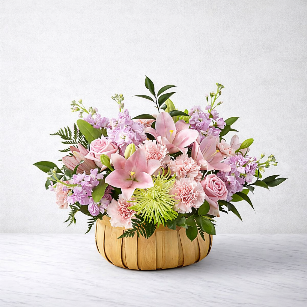 Beautiful Spirit Pink Flower Basket