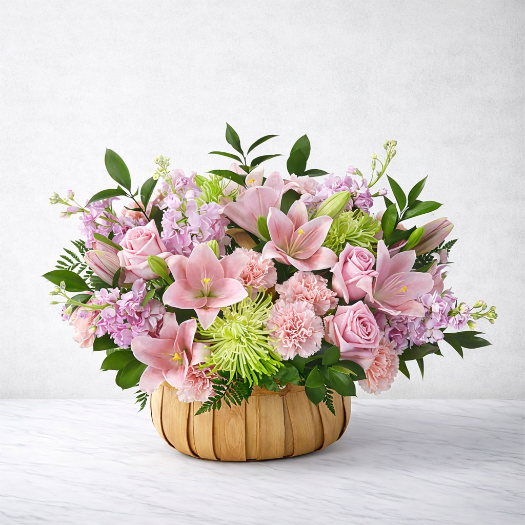 Beautiful Spirit Pink Flower Basket