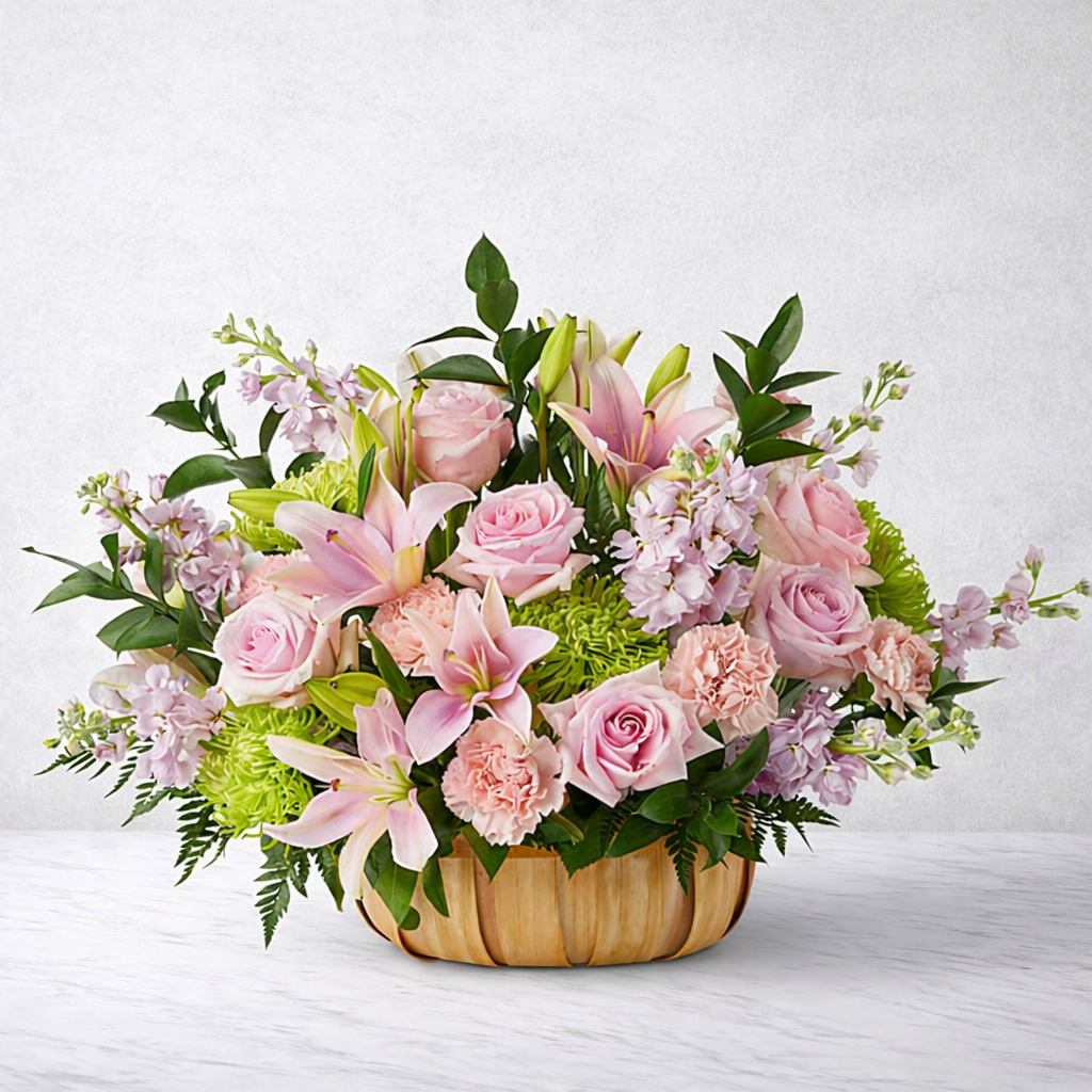 Beautiful Spirit Pink Flower Basket
