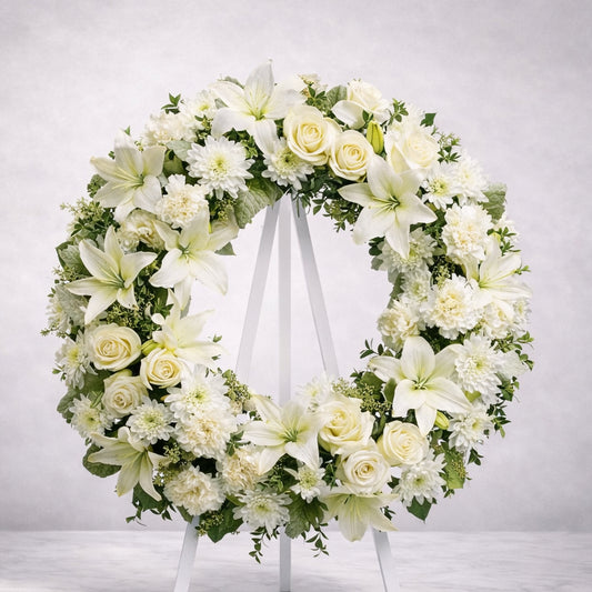 White Serenity Sympathy Wreath