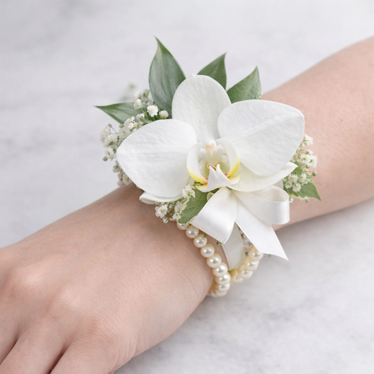 Elegant White Orchid Wrist Corsage