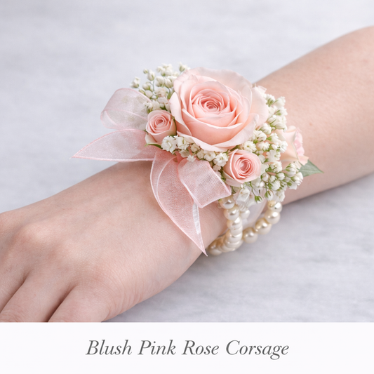 Blush Pink Rose Corsage & Boutonniere Set