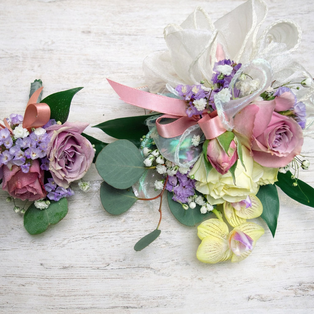 Prom Corsage & Boutonniere Set (6 Styles A-F) – Custom Match Your Dress