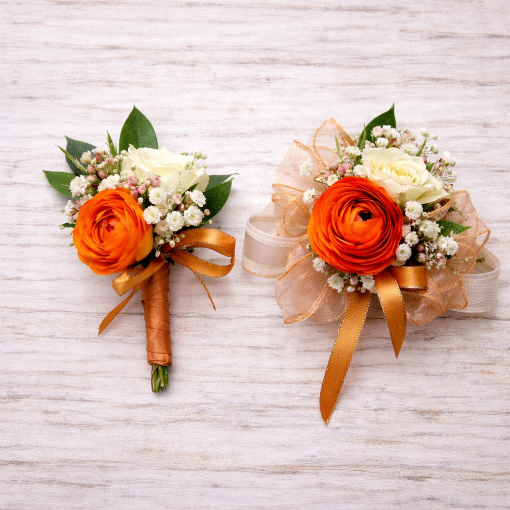 Prom Corsage & Boutonniere Set (6 Styles A-F) – Custom Match Your Dress