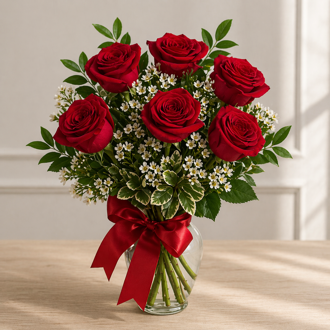 Red Roses in Vase – Simple & Elegant Bouquet 🌹 | Same-Day Delivery Baldwin Park